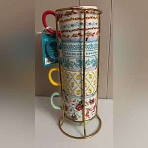 Pioneer Woman Painted Meadow Stacking Mugs with Stand